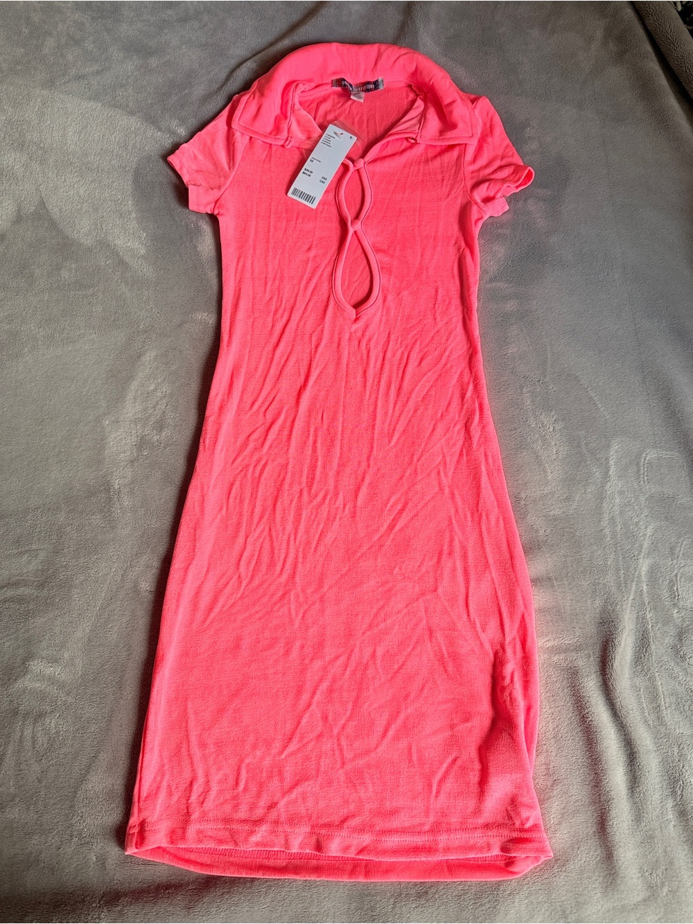 Urban Outfitters Neon Pink Tie-Front Mini Dress